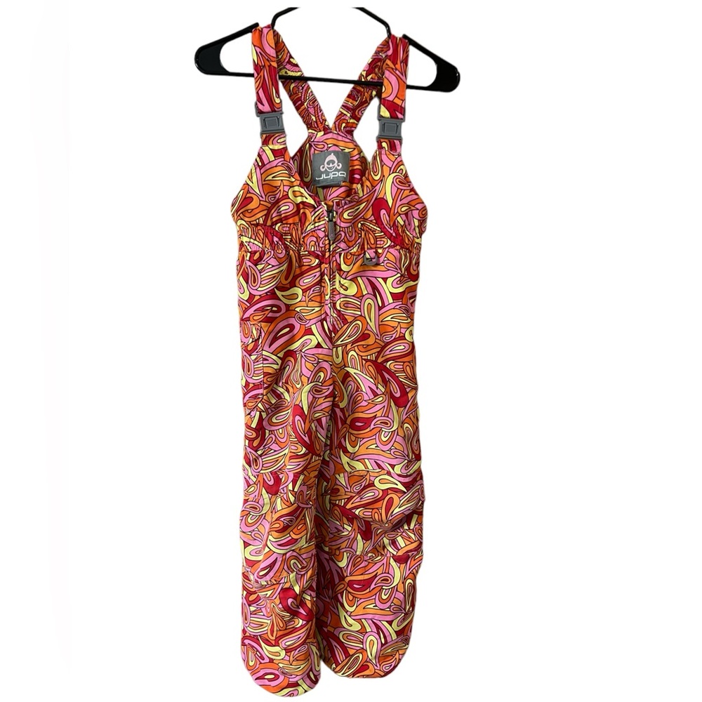 Jupa Kids Pink Orange Patterned Snow Bib Overalls